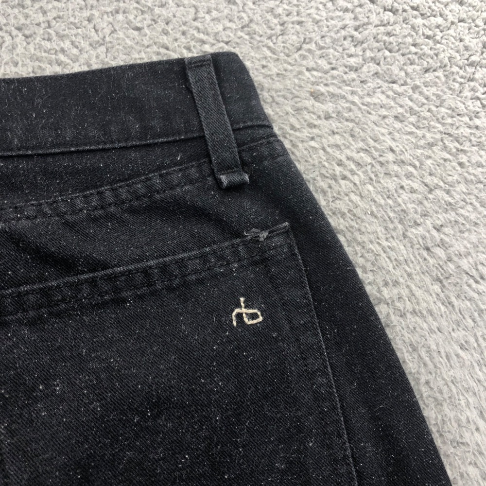 Rag & Bone Jeans Mens 30x34 Black 15x Slim Straight Nap Neppy Button Made In USA - Picture 5 of 16